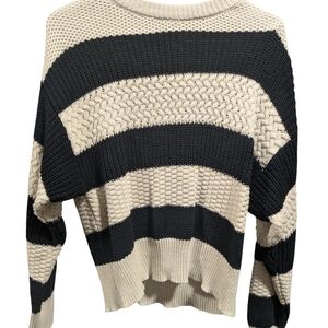 Women's A New Day Sweater, Small, Black/White stripes